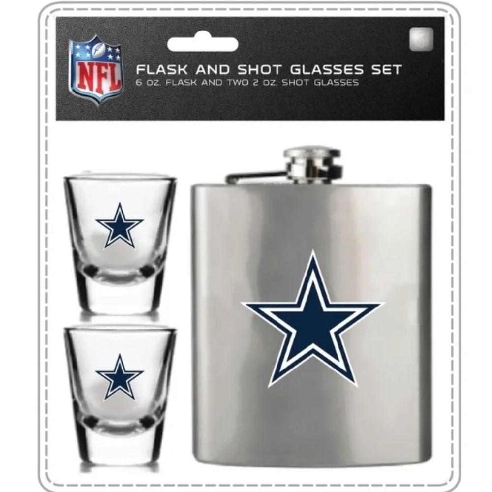 Dallas Cowboys Flask and Shot Glass Set